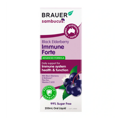 Brauer Sambucus Black Elderberry Immune Forte for Adults 200ml Oral Liquid (Expiry date: May 2025)