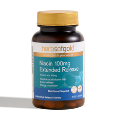 Herbs of Gold Niacin 100mg Extended Release 60 Modified Release Tablets (Exp date 01/2025)