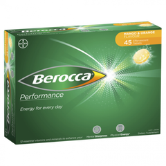 Berocca Energy Perfomance Mango & Orange 45 Effervescent Tablets (Exp date: 08/24)